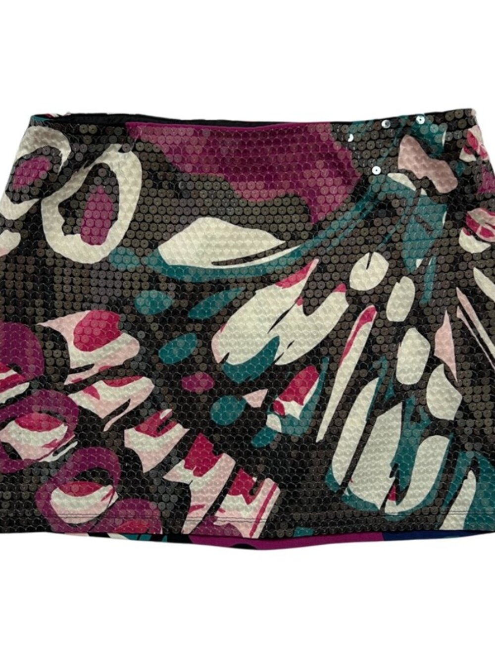 Express Y2K Sequin Mini Skirt, Multi Pink, Size 2